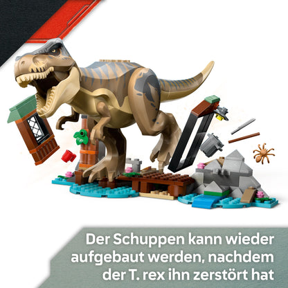 LEGO Jurassic World Escape from the T.Rex - Interactive toy with dinosaur figure, boat, ATV, and 2 minifigures - Gift for boys and girls aged 5 and up - 76975
