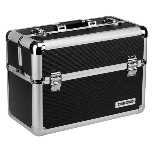 anndora tool box long - L 45 x W 23 x H 34 cm - universally usable - variable dividers - lockable - color black