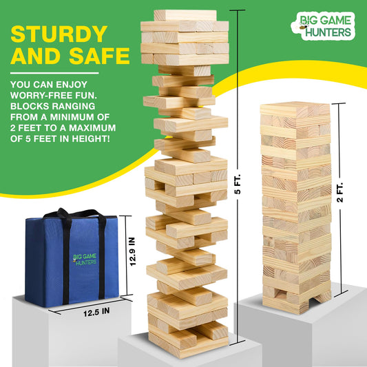 Big Game Hunters Giant Tumbling Tower Jumbo Hi-Tower in a Bag - Builds from 0.6m - 1.5m (max in play). Solid pine wood laundry drying tower game