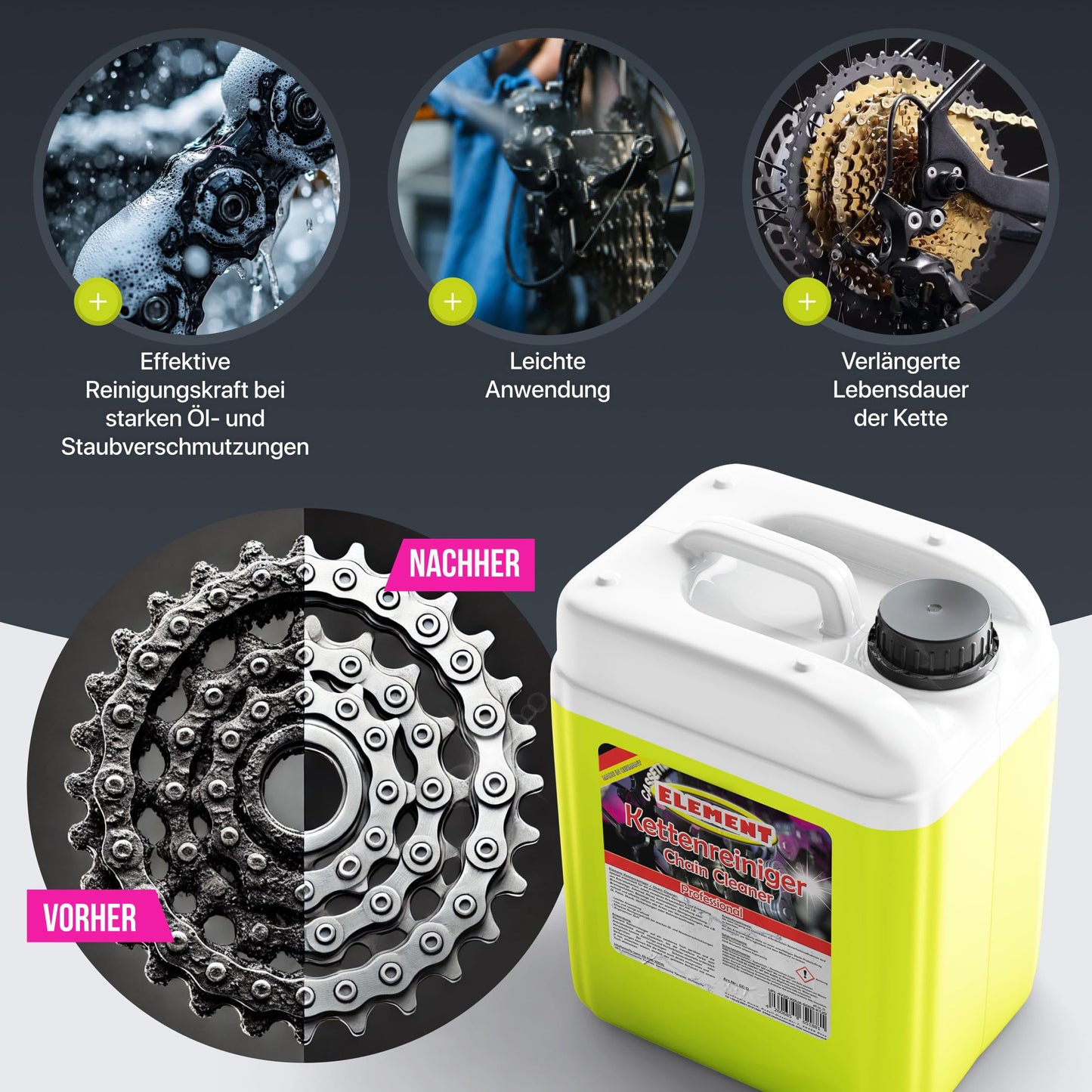 Chain cleaner for your bike. 5 liter canister. Drive degreaser. Bike chain. Ideal chain care. Chain Cleaner. Degreaser. Bike chain cleaner. Drive cleaner.