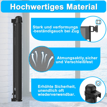 NAIZY door protection gate roller 0-300cm stair protection roller baby stair safety gate and dog door gate retractable door extendable dog barriers for indoor and outdoor - black