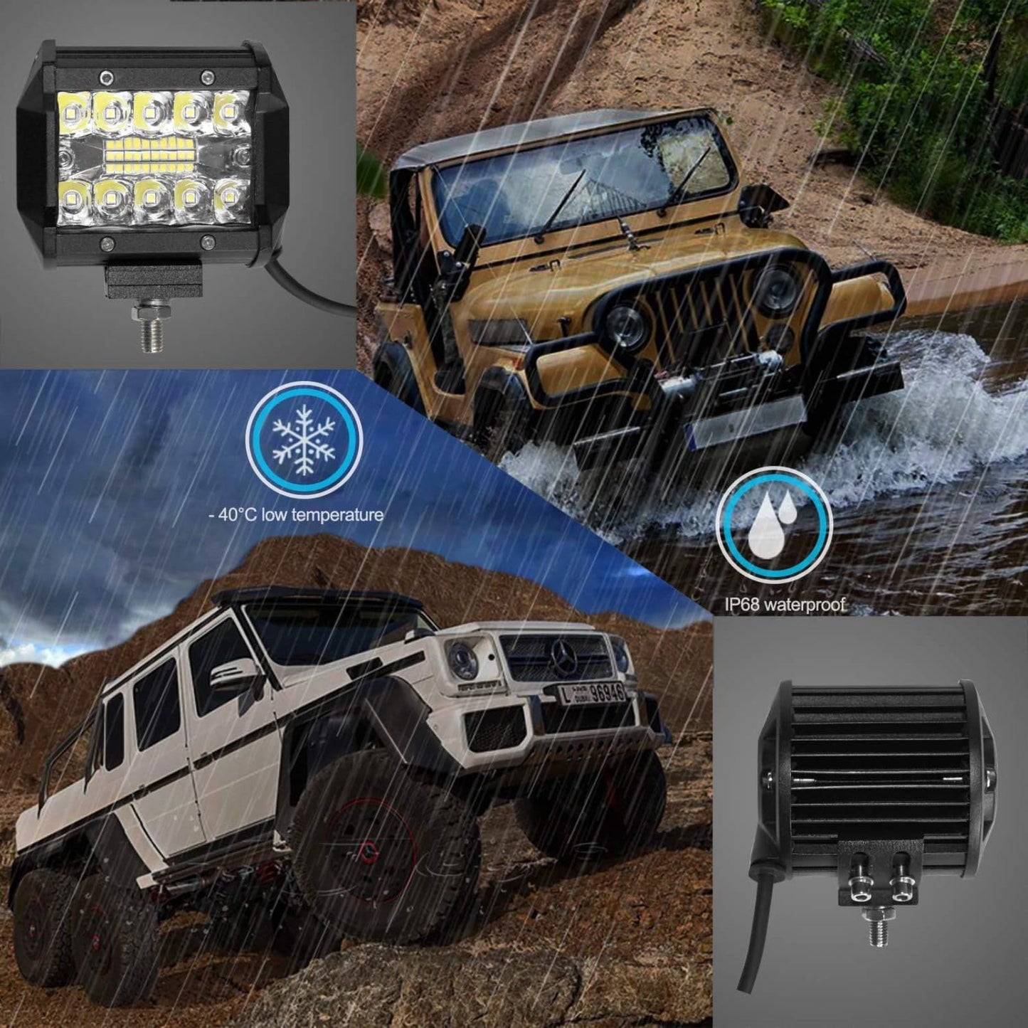EKLAMP LED work light 12V, 60W Offroad work light, LED work light, Waterproof IP67 work light lamp, Light bulb, ATV (2 Pcs) (4 Inch)