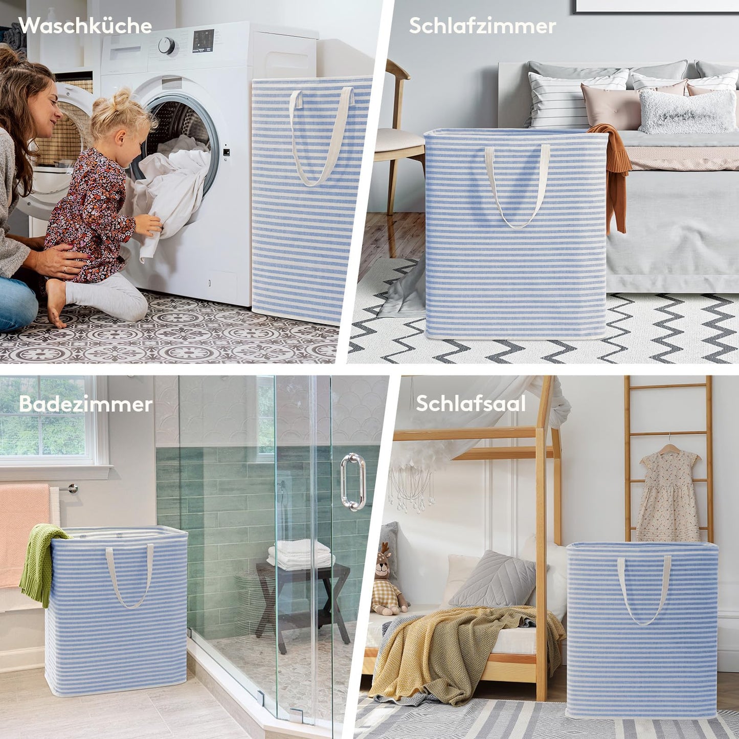 Lifewit 100L Laundry Basket, Large Laundry Hamper, Foldable Laundry Box, Laundry Sorter, Waterproof Clothes Organizer, Storage Box with Handles for Clothes, Towels, Toys, Blue
