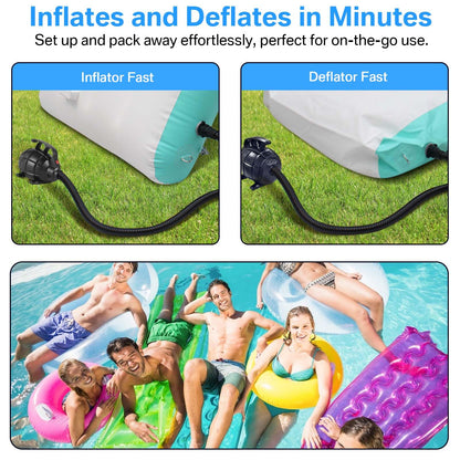 PPXIA Electric Air Pump, Electric Pump with 4 Nozzles for Inflatable Air Track Mat, Air Mattress, Swim Rings, Rafts, Water Beds, Boats, Kids Pools, SUP Boards, Yoga Balls, etc.