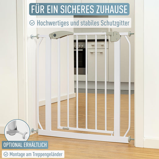 ib style Baby Gate for Stairs Berrin 58-185 cm, Door Gate, Pet Gate, No Drilling, White, 108-116 cm