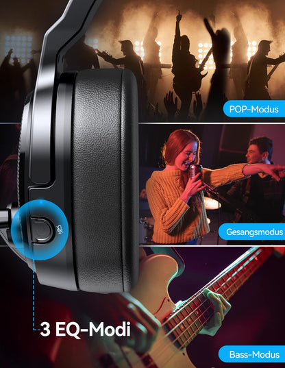 TECKNET Bluetooth headset with microphone, noise cancelling single and dual over-ear headset wireless with USB dongle, 3 EQ music modes, wireless PC headphones for office, home, Zoom, Microsoft Teams.