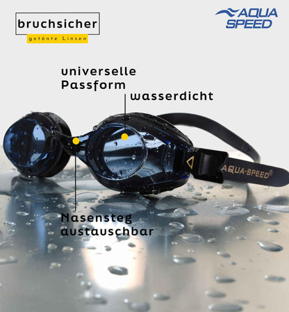 Aqua Speed Lumina swimming goggles with optical lenses -4.0 for adults teenagers | Swim Goggles Anti-Fog | UV Swimming Goggles | Competition | Swim Goggles Swim Training - Black - Tinted