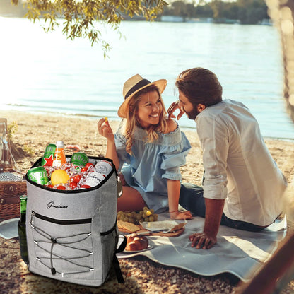 Beautiful 30L cooler backpack picnic backpack cooler bag large insulated cooler bag for picnic/beach/BBQs/camping/trips (gray)