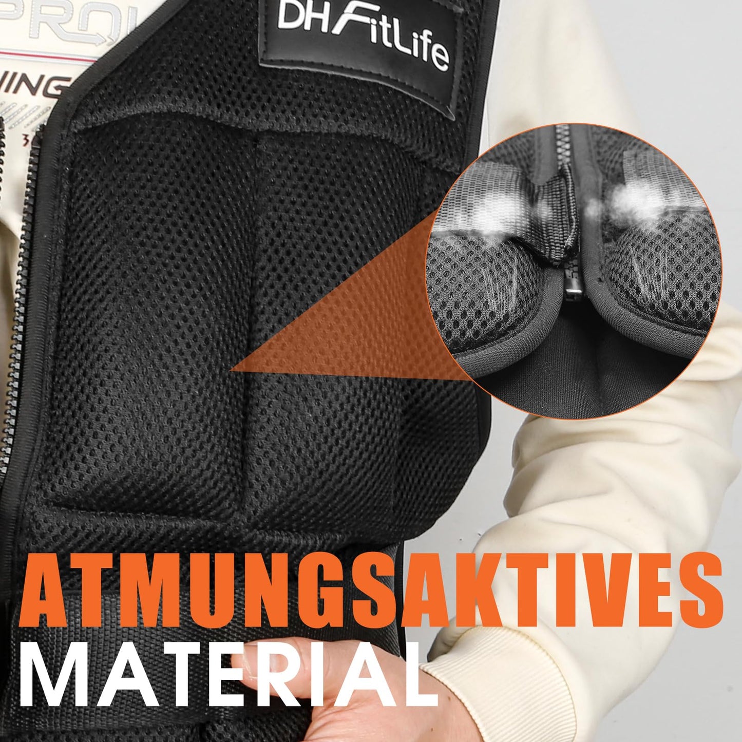 DH FitLife Adjustable Weighted Vest 10/20/30KG for muscle building and strength training | Weighted Vest | Running Vest for Women Men | Fitness Training Vest (Black-30kg)