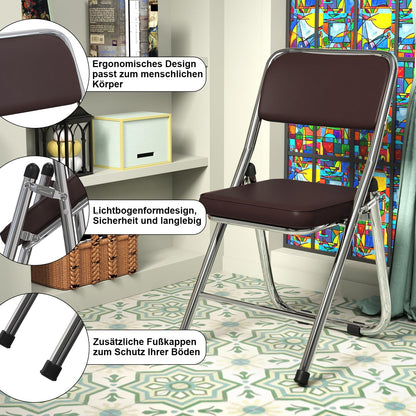 Lvhecforhm 1er Set Folding Chair with Backrest, Dining Chairs, Kitchen Chair with Steel Frame, Dining Chair Folding Conference Chair, Folding Chairs Brown Leather, Lounge Chair, Modern Outdoor Folding Chairs