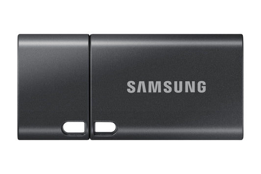 Samsung USB-C flash drive, 512GB capacity, with read speeds up to 400MB/s and write speeds up to 110MB/s. Compatible with notebooks, tablets, and smartphones. Color: Titan Gray. Model: MUF-512DA4/APC.