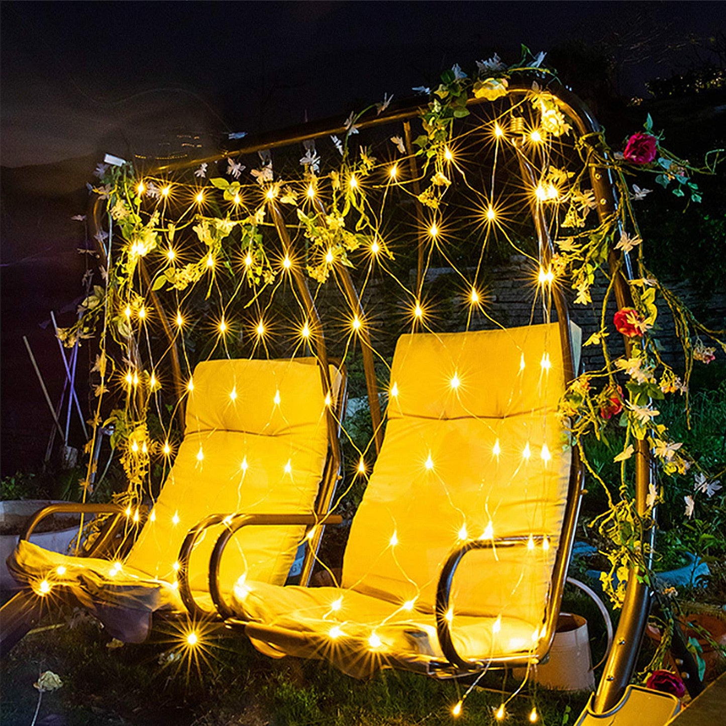 LED light net 6x4m 480LEDs string light net 8 modes curtain light with plug for Halloween Christmas wedding party indoor and outdoor decoration, connectable, warm white