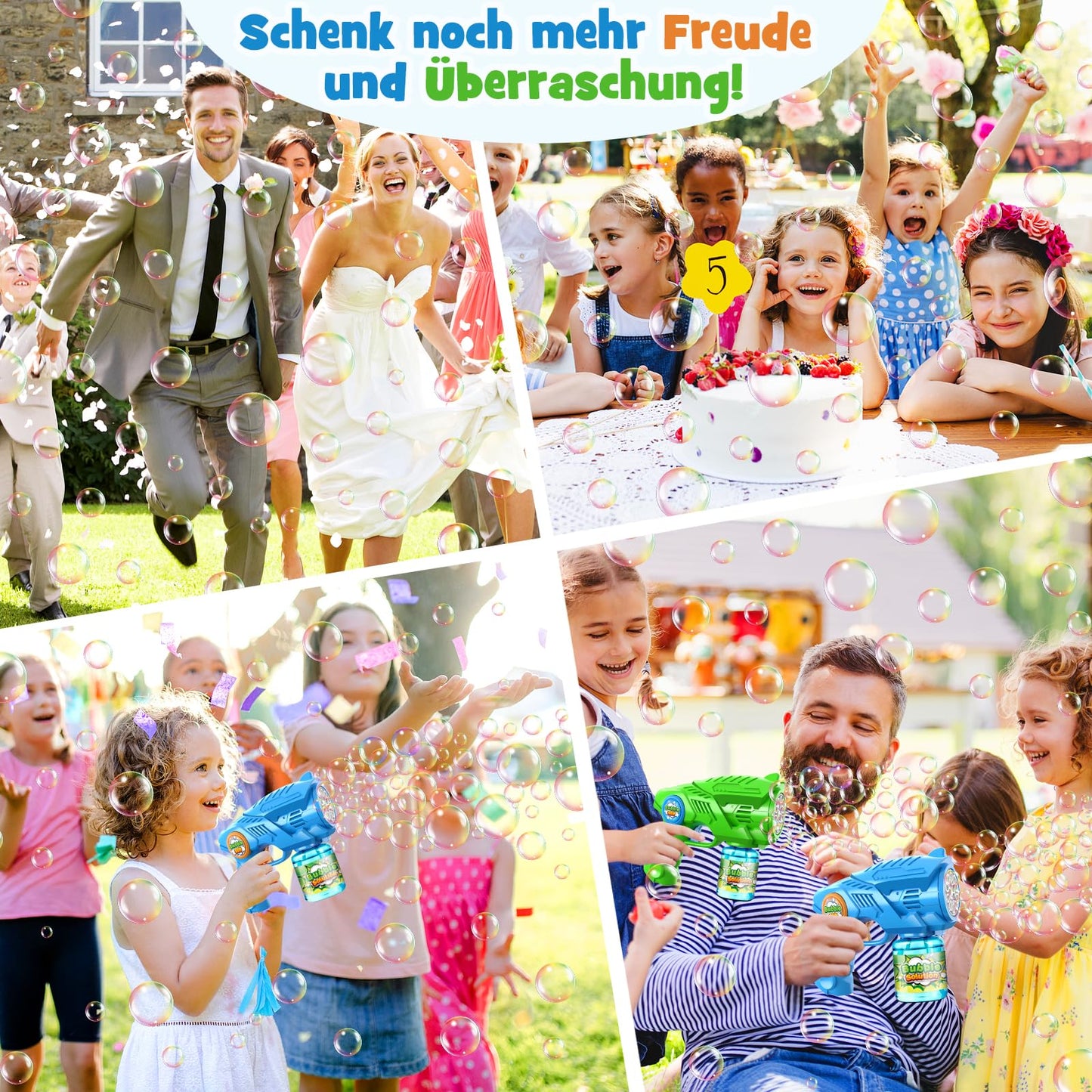 Bubble gun bubble machine bubble gun for kids: 2-pack electric bubbles machine - LED automatic bubbles machine for kids aged 4-12 outdoor/party toy.