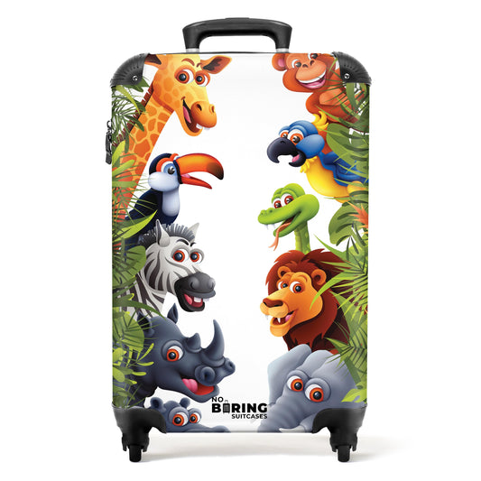 NoBoringSuitcases.com® Kids Suitcase Children's Trolley Carry-On Luggage Small Travel Case with Wheels Gift - Animals - Green - Jungle - Kids Luggage Small suitcase, 55x40x20