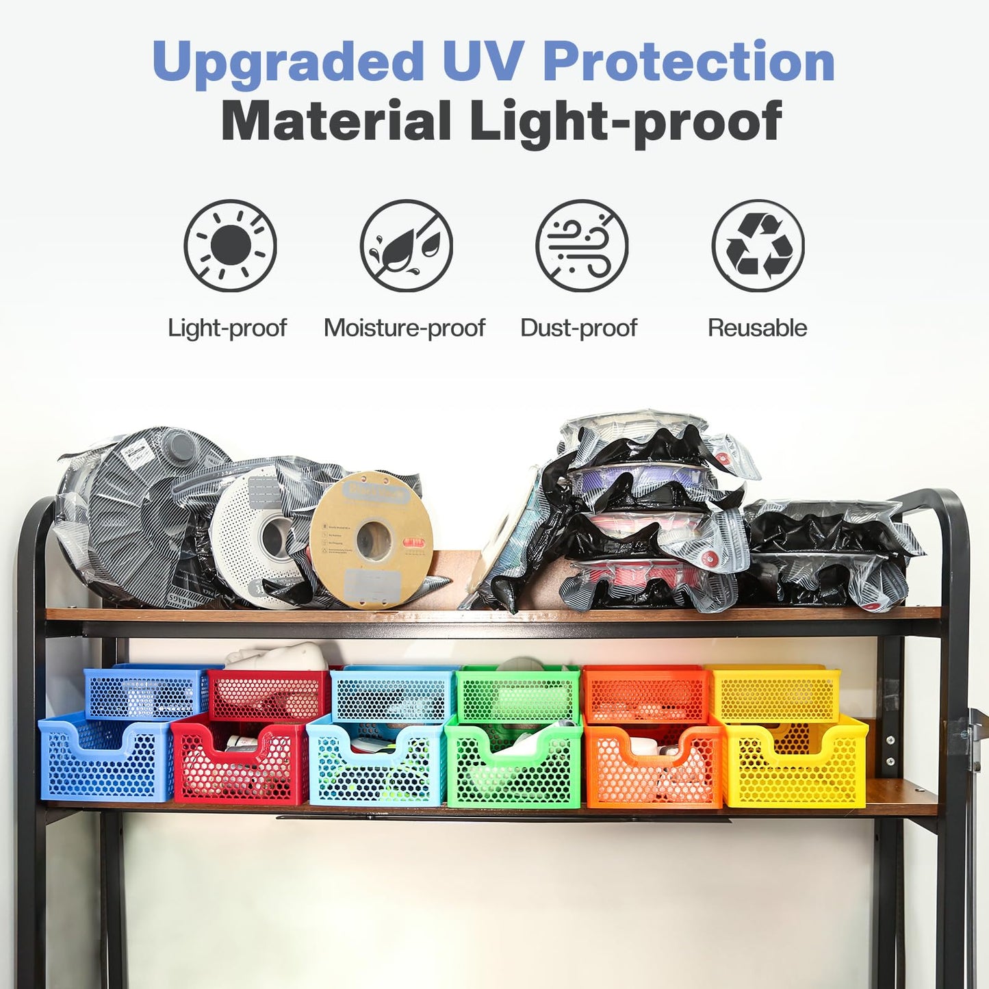Vacbird 3D printer accessory Vacuum Kit, 10 pcs 3D filament black vacuum bags with USB pump (30 * 34cm) Can block sunlight for 3D printer filament storage, protect filament from moisture.