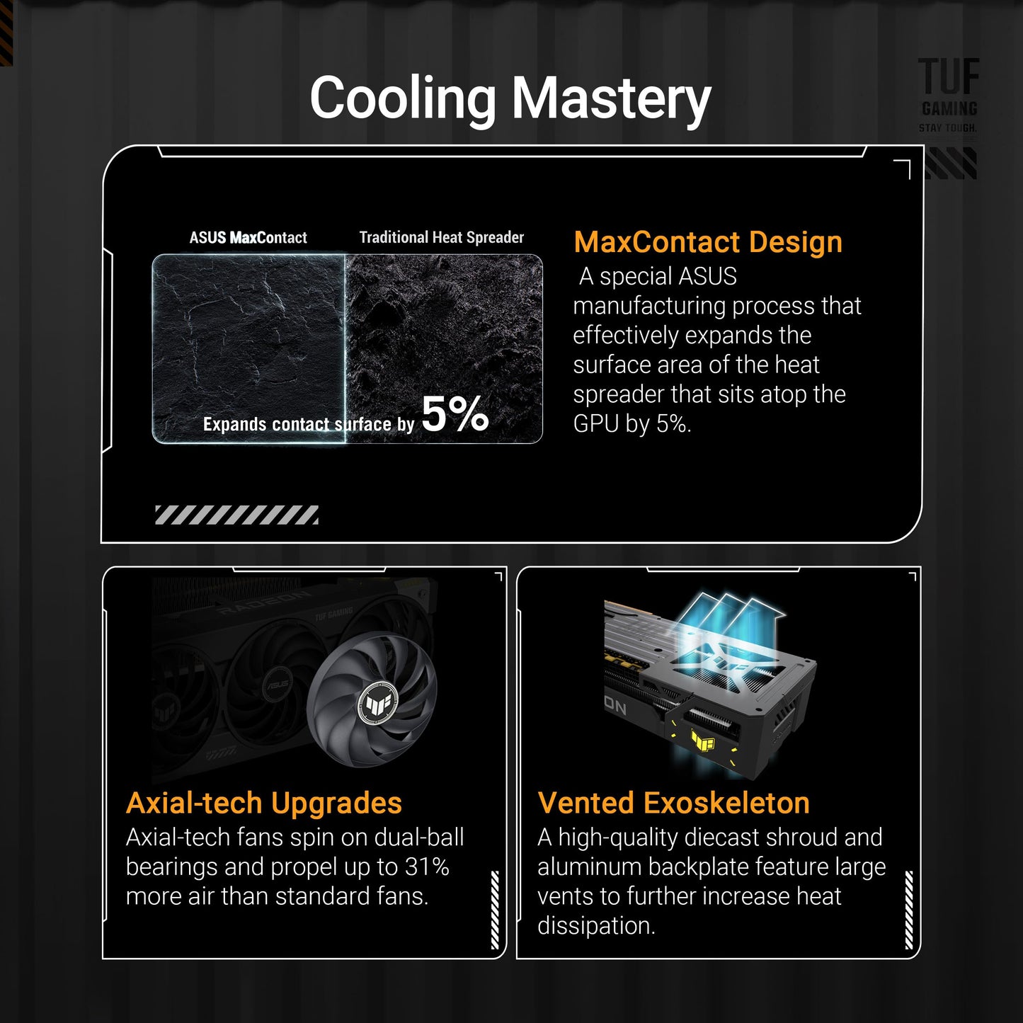 ASUS TUF Gaming Radeon RX 9070 XT OC Edition 16GB GDDR6 Graphics Card (AMD Radeon RX9070XT, PCIe 5.0, 1x HDMI 2.1b, 3X DisplayPort 2.1a, 3.125-Slot Design, TUF-RX9070XT-O16G-GAMING)