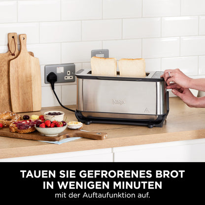 Ninja Foodi 3-in-1 Toaster, Electric Grill with Lid, Panini Press with Flip Design, 7 Cooking Functions, 7 Toast Lines, Baking Tray and Crumb Tray, Stainless Steel, ST202EU