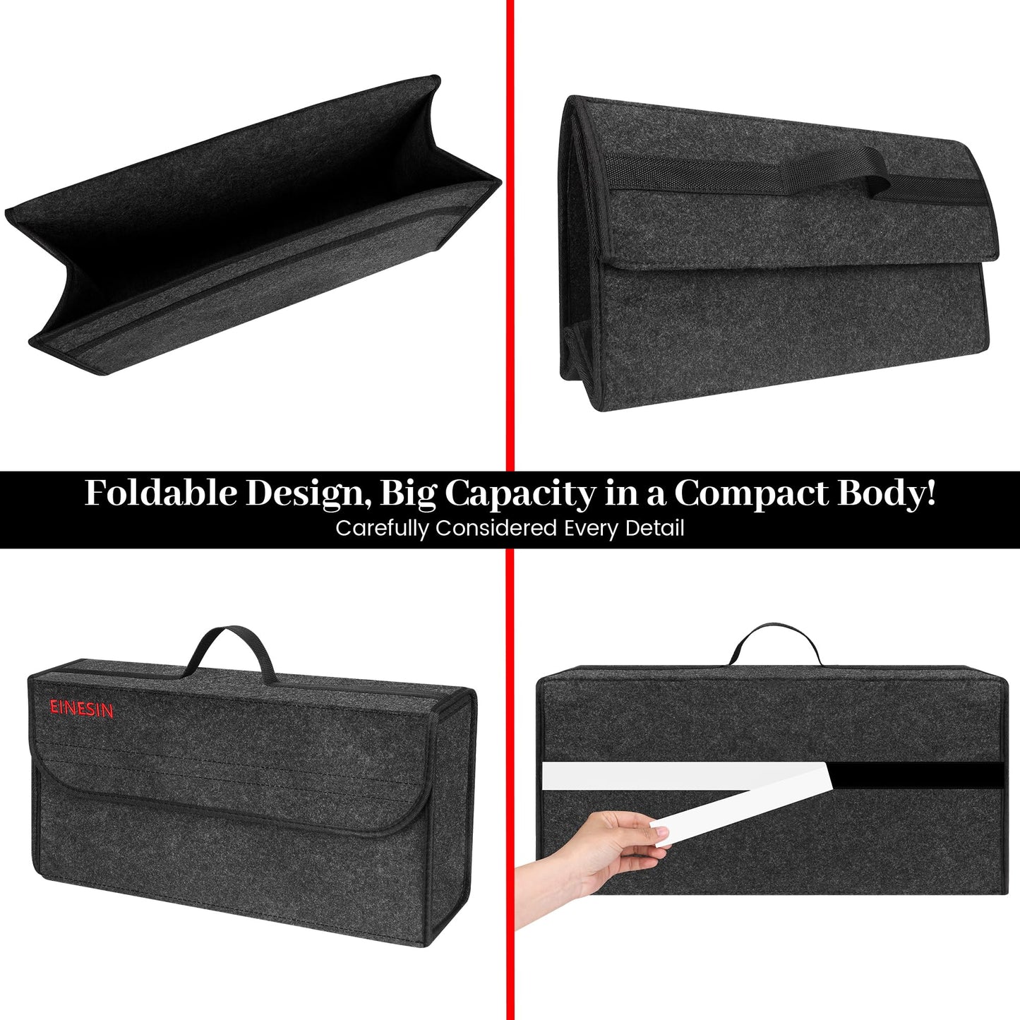 One in car organizer toolbag, trunk organizer made of felt with Velcro fixation, car accessory for tools & car care, car trunk organizer, trunk bag.
