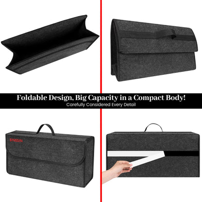 One in car organizer toolbag, trunk organizer made of felt with Velcro fixation, car accessory for tools & car care, car trunk organizer, trunk bag.