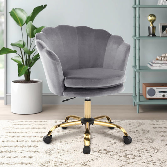 WOLMICS Office Chair Ergonomic, Desk Chair 150kg Velvet for Home Office, Height Adjustable Swivel Chair with Padded, Vanity Chair for Bedroom