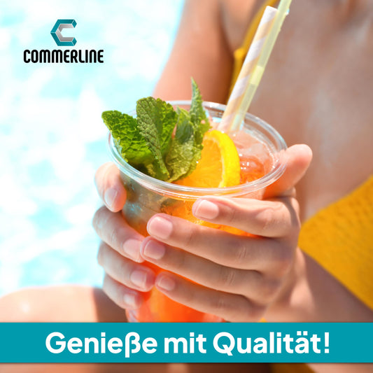 Commerline 100 Piece Plastic Cups 0.5L Drinking Cups, Plastic Transparent Cups, Party Cups, Plastic Cups, Water Cups Dispensing Cups
