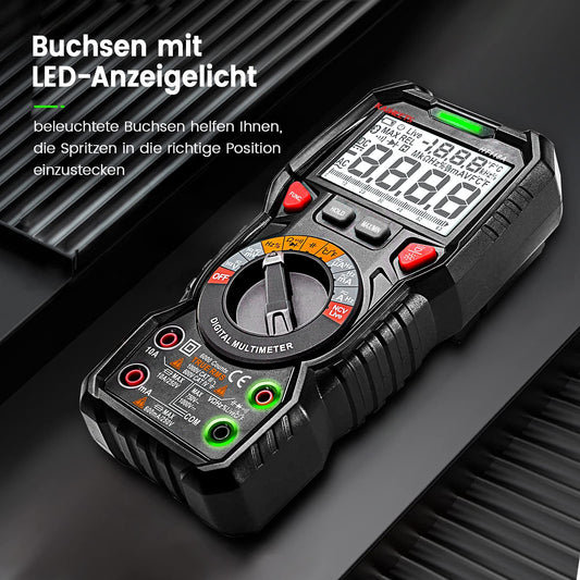 KAIWEETS Digital Multimeter with LED jacks, True RMS Auto-Range 6000 Counts, measures voltage, capacitance, temperature, resistance for electricians.