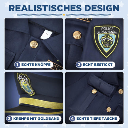 INNOCHEER Police Costume for Kids, Police Costume for Boys, Police Toy for Kids Boys Halloween Carnival (Police Costume for Kids, Medium-(5-7 Year))