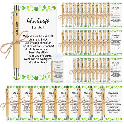 Tenare 45 Sets of Lucky Pen Team Thank You Gifts with Card Wooden Ballpoint Pen with Quote Birthday Party Favors Good Luck Charm Exam Pass Farewell for Teacher Staff Colleagues (45)
