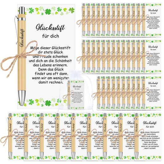 Tenare 45 Sets of Lucky Pen Team Thank You Gifts with Card Wooden Ballpoint Pen with Quote Birthday Party Favors Good Luck Charm Exam Pass Farewell for Teacher Staff Colleagues (45)
