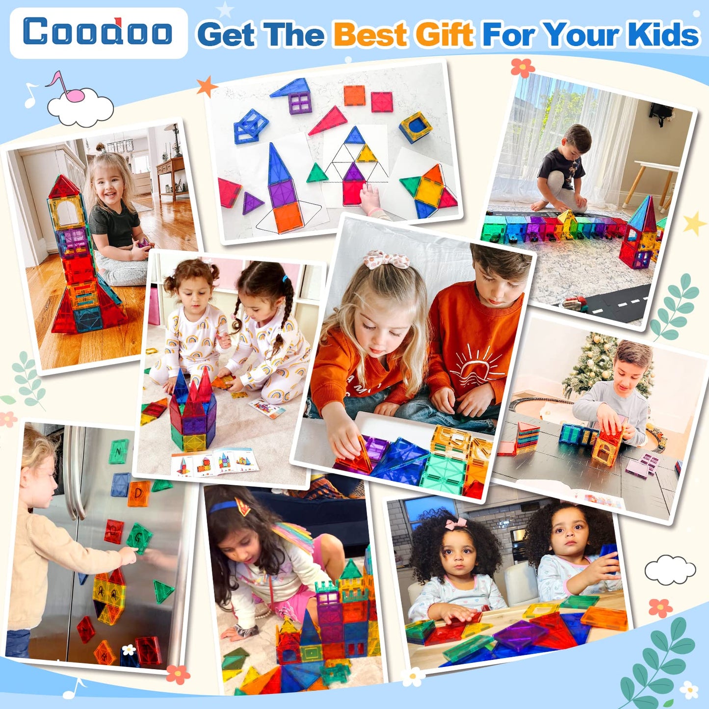 100 Magnetic Tiles STEM Building Toys with 2 cars, Sensory Magnetic Building Blocks for toddlers and kids, Preschool Montessori Toy Gifts for 3+ years old boys and girls.