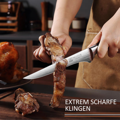 PAUDIN 15 cm fillet knife kitchen knife made of high-quality stainless steel, professional chef's knife with sharp blade