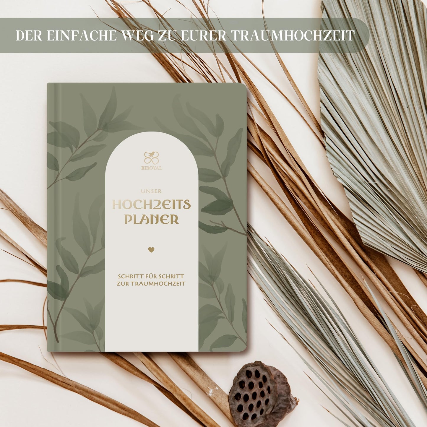Wedding planner in German A4 | 180° lay-flat design | 160 pages with schedule, checklists, tips, and calendar | Perfect engagement gift for couples.