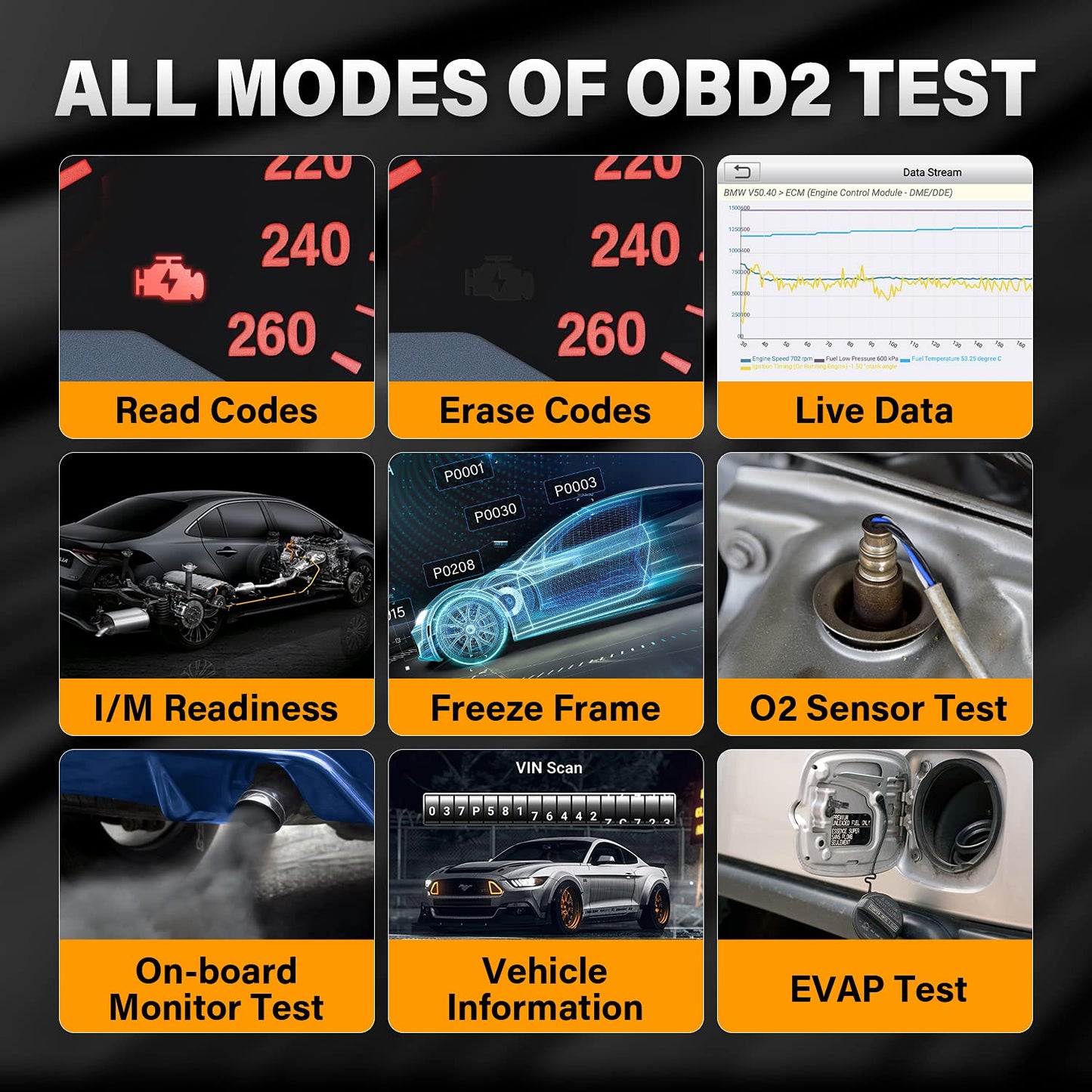 TOPDON OBD2 diagnostic tool ArtiDiag500 for engine/transmission/ABS/SRS, oil reset, steering angle sensor reset, throttle adaptation, free software upgrade, Android 7.0, wired connection.