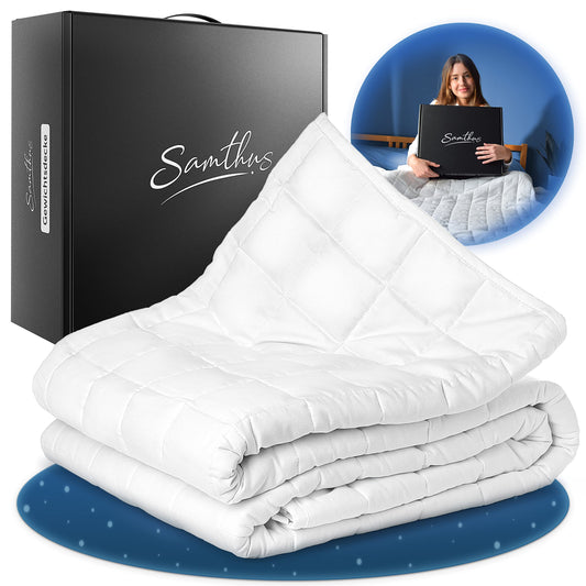 Samthus Weighted Blanket 135x200cm 7kg Oeko-Tex Certified - Relaxation Blanket 100% Cotton - Heavy Anti-Stress & Therapy Blanket - Sleep better with our weighted duvet - Weighted Blanket