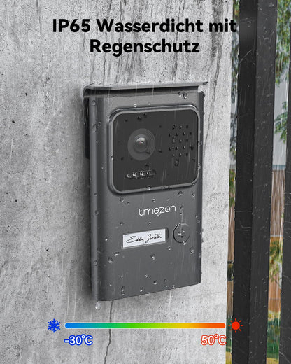 TMEZON Video Door Intercom 2 Wire, Doorbell with Camera and 7'' Monitor, Intercom with Door Opener, Plug & Play, Night Vision, Two-Way Audio, Unlock via Monitor