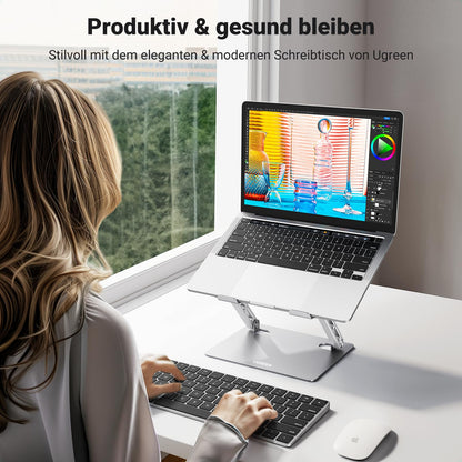 UGREEN Laptop Stand Adjustable Folding Laptop Stand Ergonomic Ventilated Notebook Stand Compatible with MacBook Air, Pro, Dell All Laptops 10-17.3"