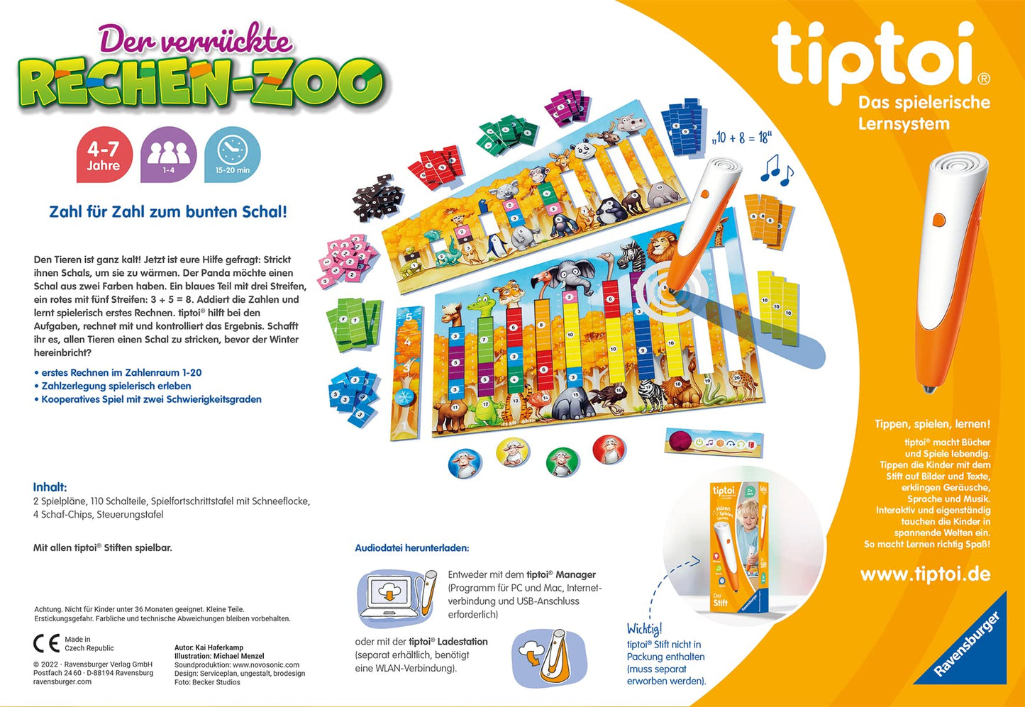 Ravensburger Tiptoi - Let's Play School & The Crazy Math Zoo - Educational Games for Ages 4-5 for 1-4 Players