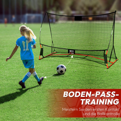 A11N 2-in-1 Football Training Tool - 2.1m x 1.5m portable football rebounder, double-sided for team or solo football training.