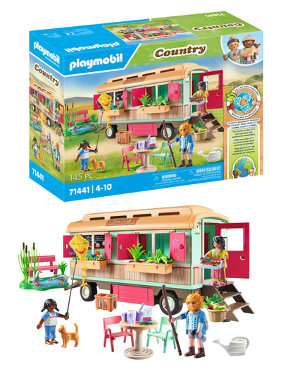 PLAYMOBIL Country 71441 Cozy Trailer Café, playful learning with lovingly designed trailer, detailed amenities, and a pond with geese, sustainable toy for children aged 4 and up.