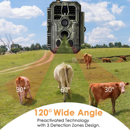 BlazeVideo WiFi Trail Camera with App, Wildlife Camera Night Vision Photo Trap 64MP 1296P Connect through APP Bluetooth Antenna with Night Vision Motion Sensor.