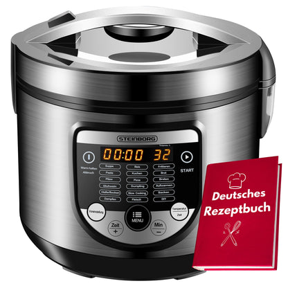 18in1 Multi Cooker Slow Cooker | 900 Watts | 5 liters | Rice Cooker | Steamer | Food Warmer | Sauté Pan | Yogurt Maker | Multi Cooker | Pressure Cooker | Hot Air Cooker | Cooker
