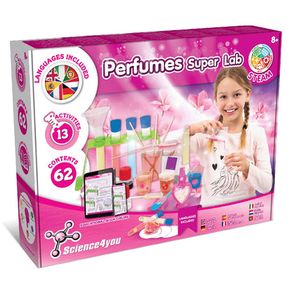 Science4you - Super Perfume Lab for Kids +8 years - Make Your Own Perfume Set with 13 experiments, Creating - Chemistry Lab and Science, Educational Games