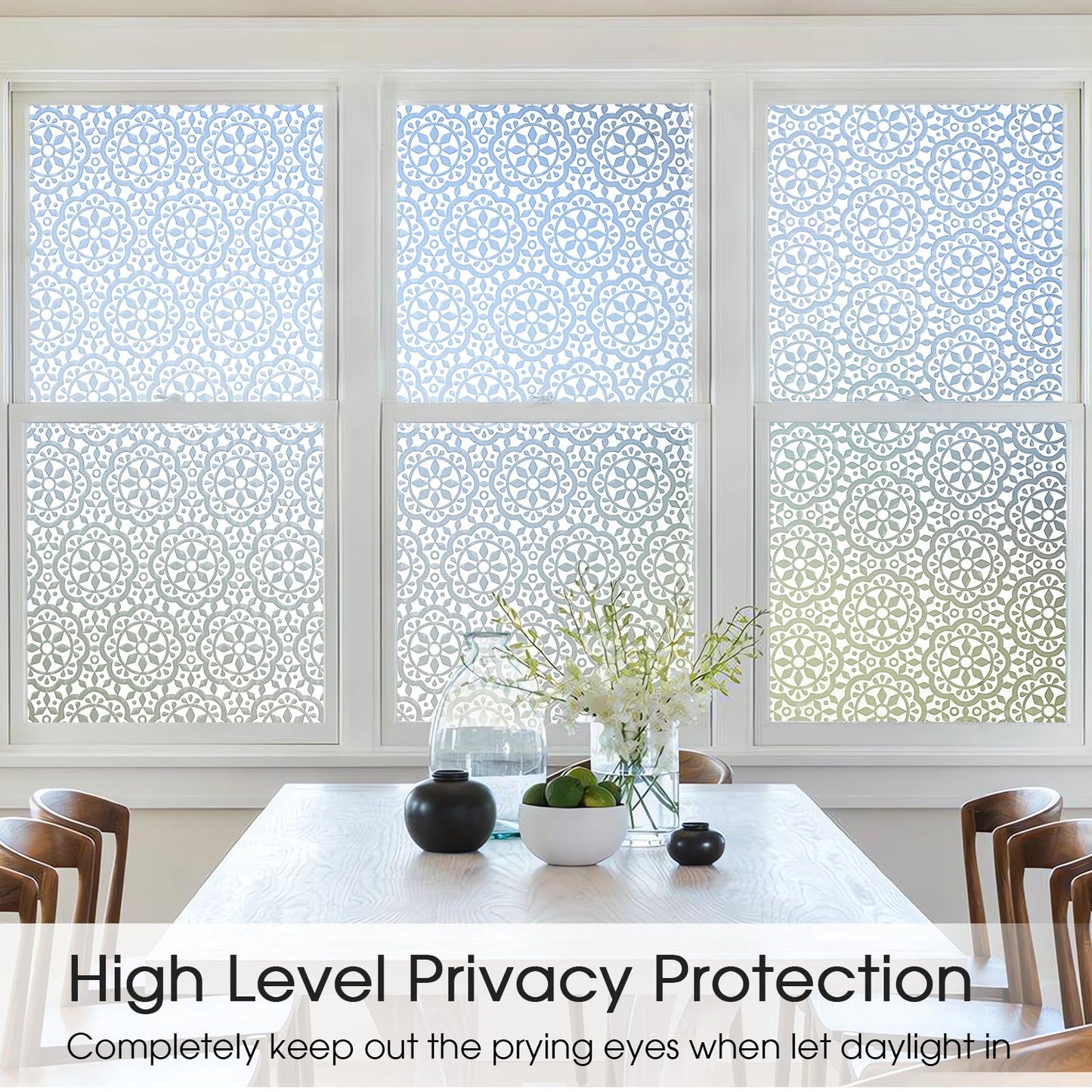 Lifetree window film decorative film privacy privacy film static cling glass sticker without adhesive frosted glass film for home and office flowers 60 x 200 cm