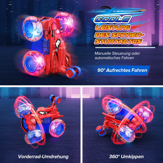Dreamlandia Remote Control Car for 3 4 5 6 7 8 years old - 2.4GHz RC Car with 360° Flip & LED Light, Toy for 3 years old and up, Rechargeable via Direct Charging, Offroad Monster Truck Gift for Boys Kids
