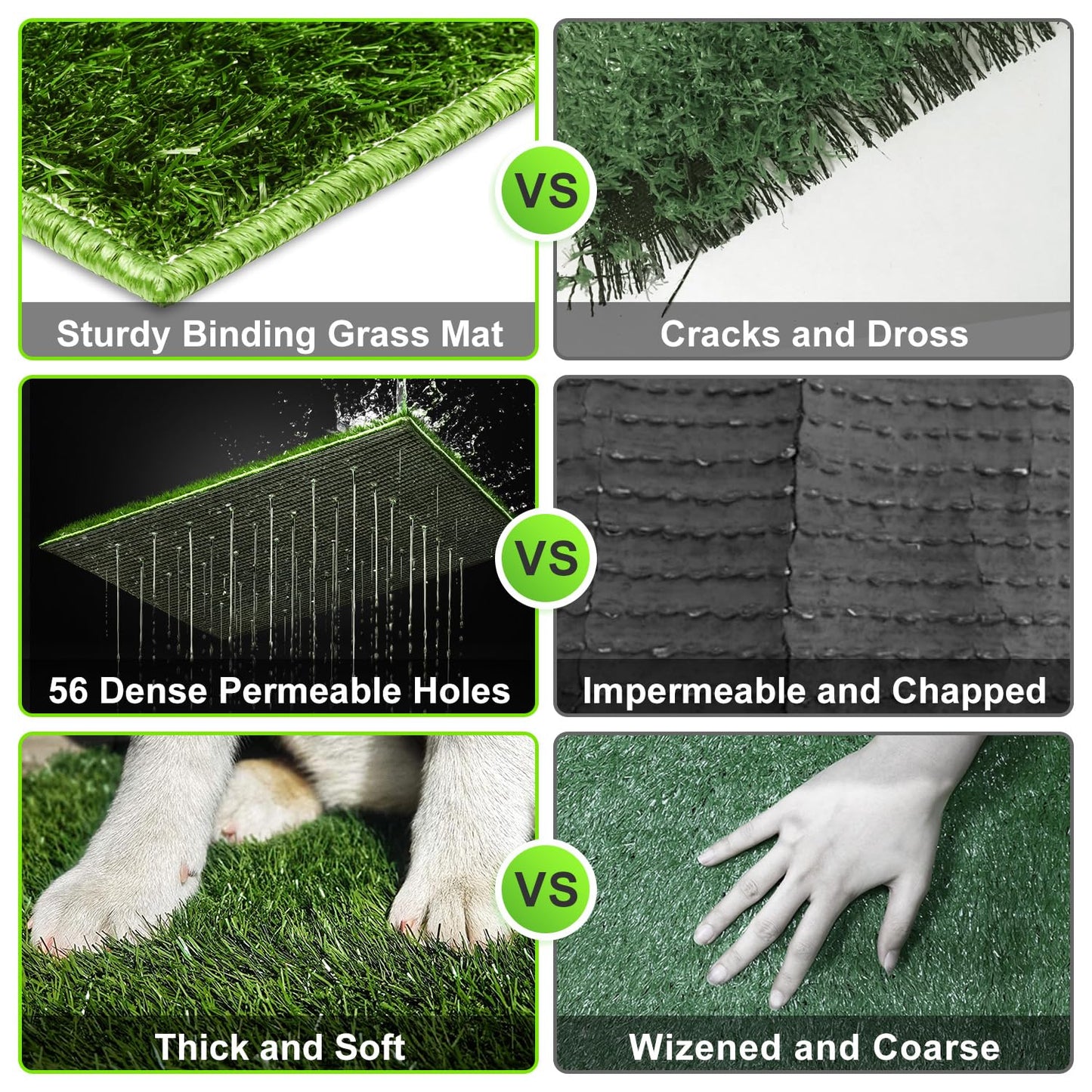 Hompet Dog Toilet Dog Toilet Puppy Potty for Indoor or Patio, 2 Pcs Training Pads, Reusable Dog Grass Pad with Tray, Portable Doggy Litter Box for Small/Medium Dogs