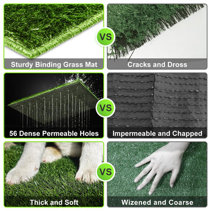 Hompet Dog Toilet Dog Toilet Puppy Potty for Indoor or Patio, 2 Pcs Training Pads, Reusable Dog Grass Pad with Tray, Portable Doggy Litter Box for Small/Medium Dogs