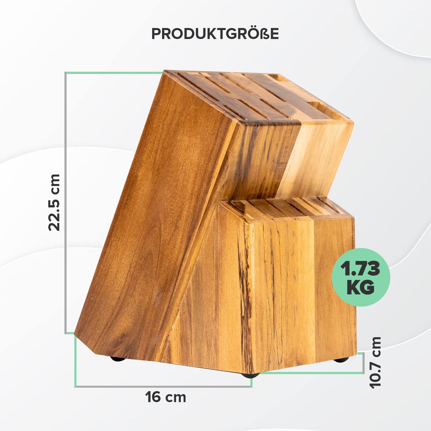 Coninx knife block made of acacia wood | Knife holder with 15 slots for chef knives | Wood knife block without knives | Fits 15 knives, sharpening steel | Knife holder for kitchen knives | 13 x 19 x 22 cm