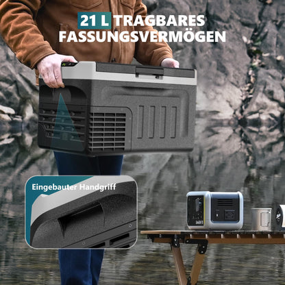EUHOMY 21L compressor cooler -20℃~20℃, 12V car fridge, portable freezer 12/24V DC 220-240V AC, with APP control for camping, traveling, truck, home