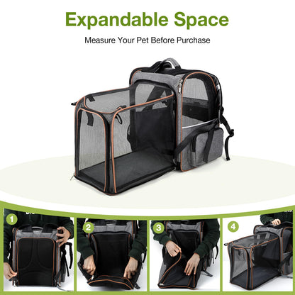 Lekebobor Cat Backpack Carrier, expandable pet carrier backpack for small dogs, medium cats, up to 18 lbs, dog backpack carrier, hiking, outdoor use