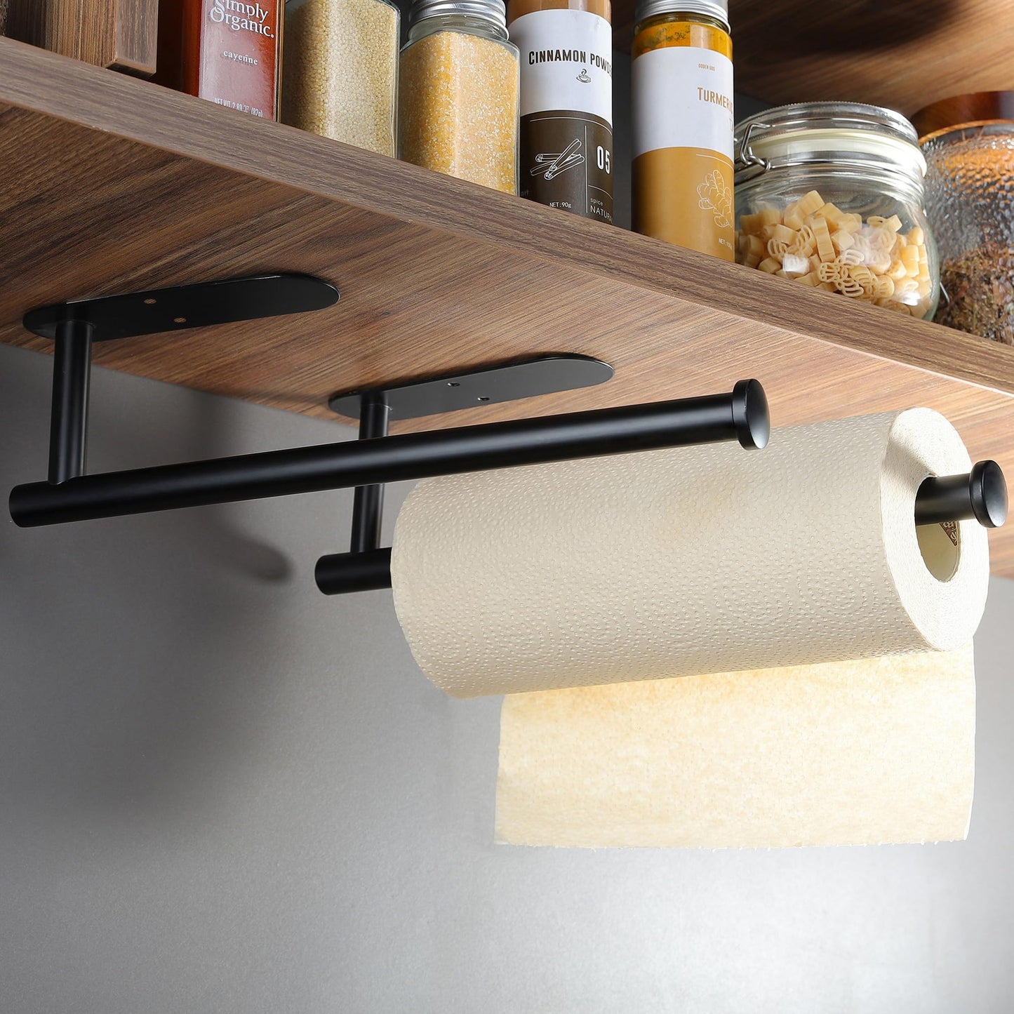 KEGII 2-piece kitchen roll holder without drilling - stainless steel paper towel holder black roll holder for kitchen.